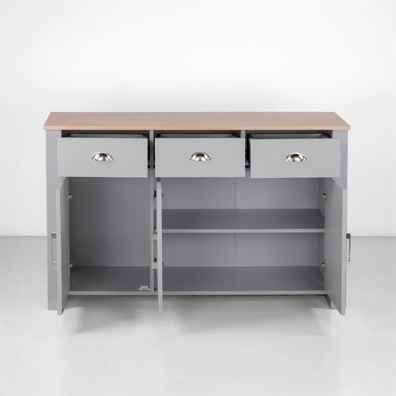 GINEVRA CREDENZA GRIGIA TOP ROVERE 120X40X75 CM