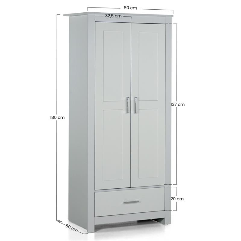 GINEVRA ARMADIO GRIGIO 80X50X180 CM