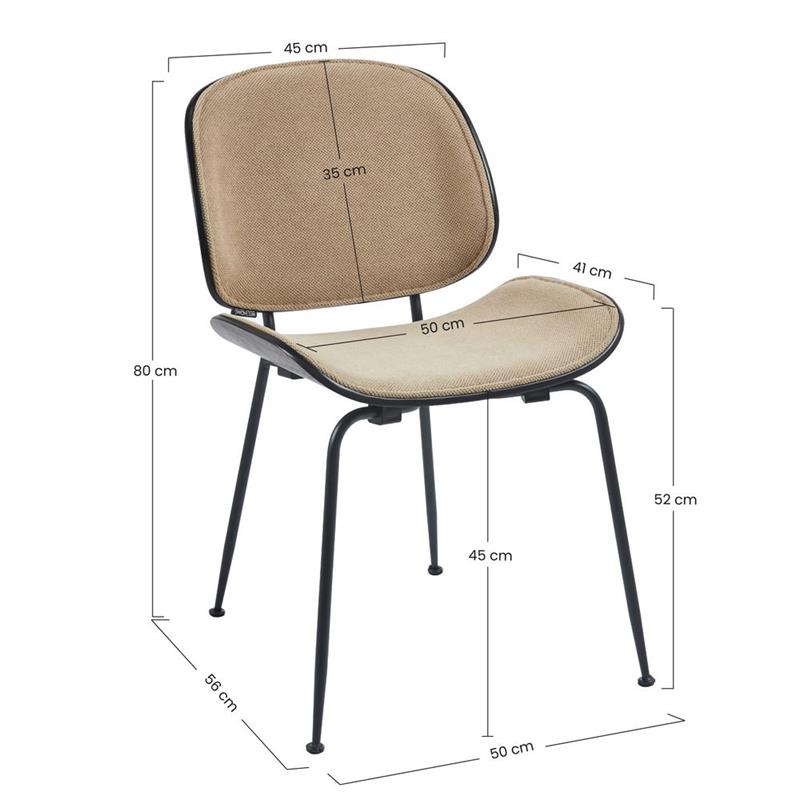 ELIZABETH SEDIA KHAKI #15 STRUTTURA NERA