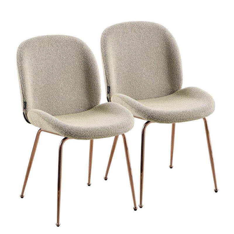 SHELL SEDIA BOUCLE' BEIGE #03 STRUTTURA ORO ROSA