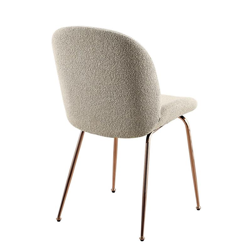 SHELL SEDIA BOUCLE' BEIGE #03 STRUTTURA ORO ROSA