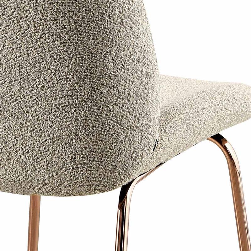 SHELL SEDIA BOUCLE' BEIGE #03 STRUTTURA ORO ROSA