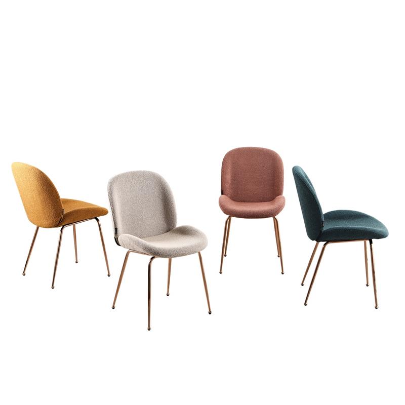 SHELL SEDIA BOUCLE' BEIGE #03 STRUTTURA ORO ROSA