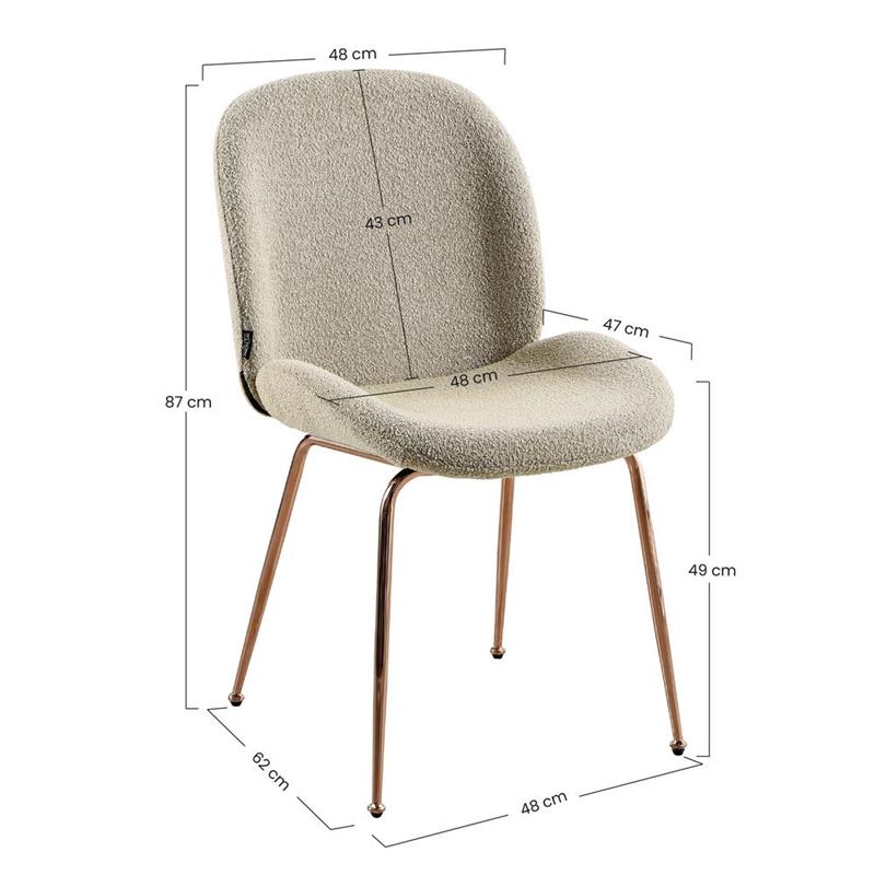 SHELL SEDIA BOUCLE' BEIGE #03 STRUTTURA ORO ROSA