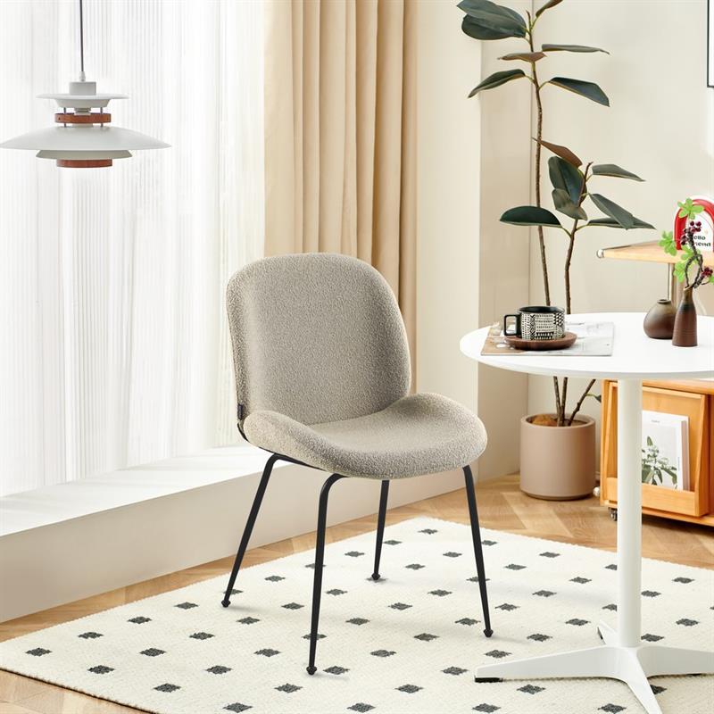 SHELL SEDIA BOUCLE' BEIGE #03 STRUTTURA NERA