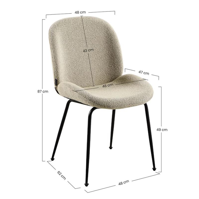 SHELL SEDIA BOUCLE' BEIGE #03 STRUTTURA NERA