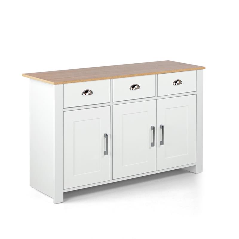 GINEVRA CREDENZA BIANCA TOP ROVERE 120X40X75 CM