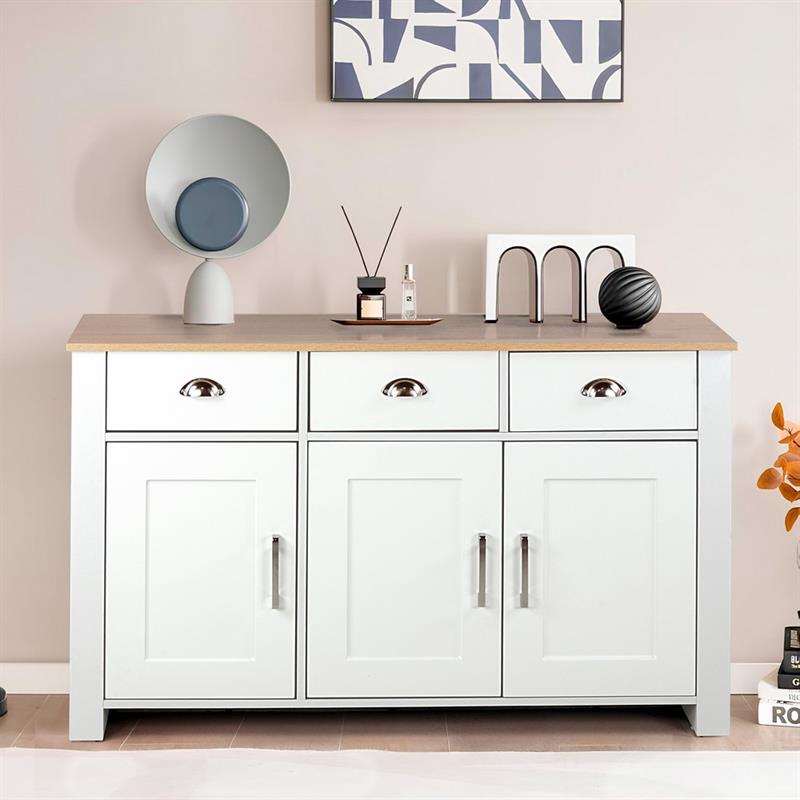GINEVRA CREDENZA BIANCA TOP ROVERE 120X40X75 CM