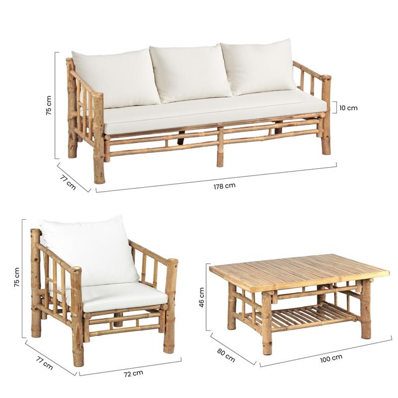 BAMBOO SET GIARDINO AKIRA 5 POSTI BIANCO
