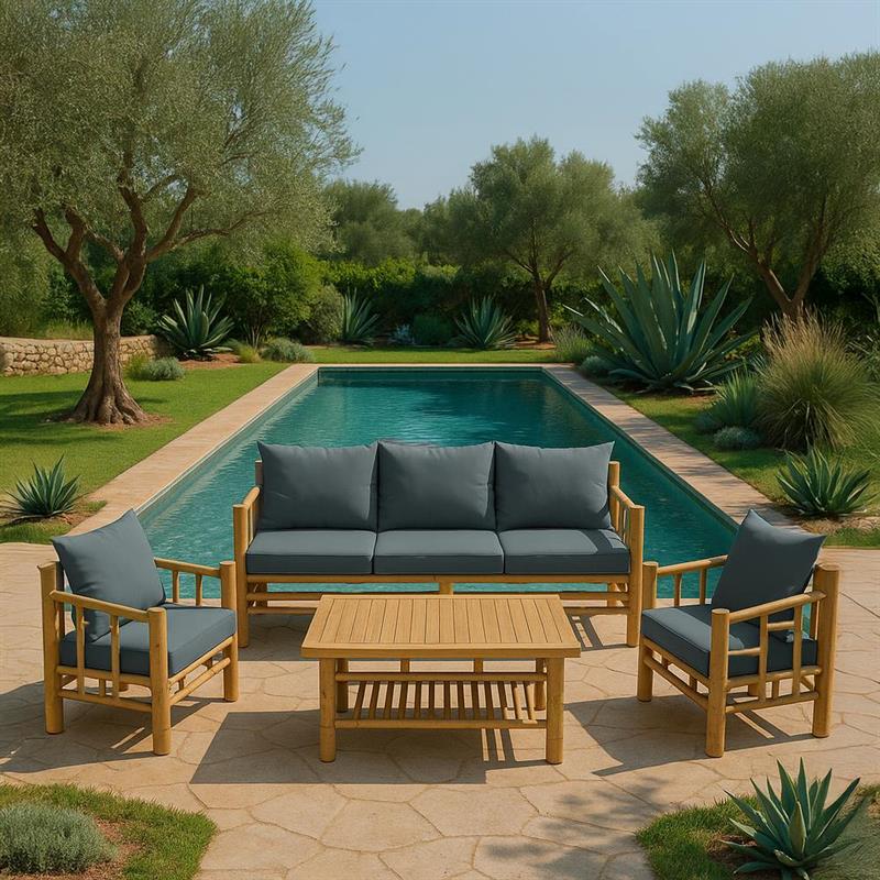 BAMBOO SET GIARDINO AKIRA 5 POSTI BLU