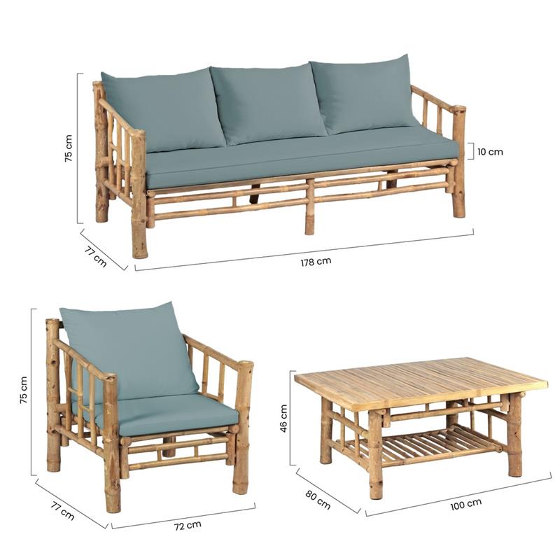 BAMBOO SET GIARDINO AKIRA 5 POSTI BLU