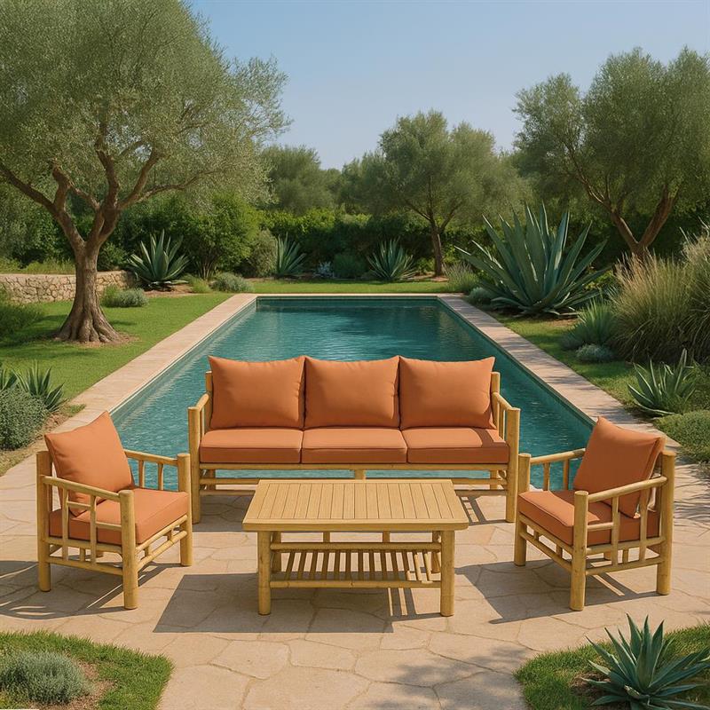 BAMBOO SET GIARDINO AKIRA 5 POSTI TERRACOTTA