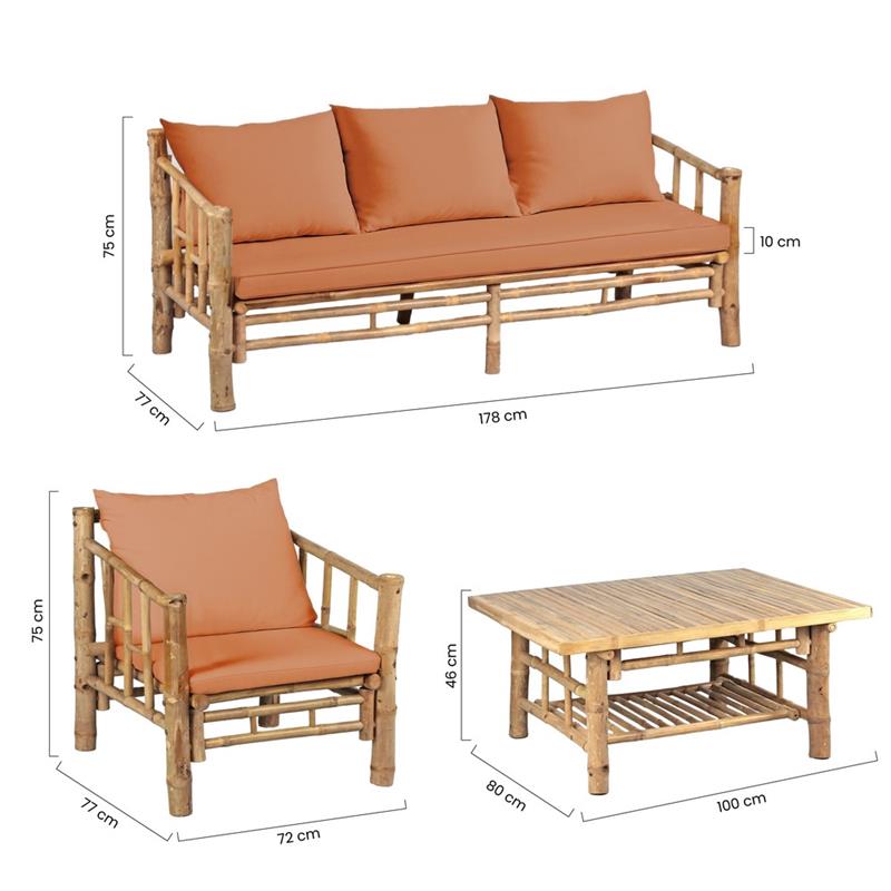 BAMBOO SET GIARDINO AKIRA 5 POSTI TERRACOTTA