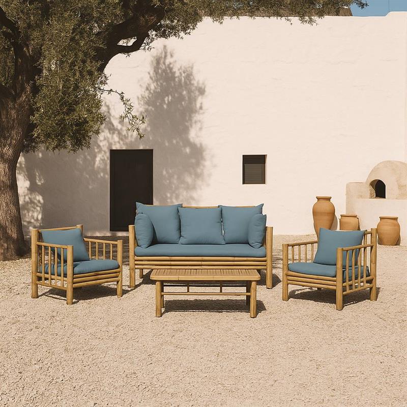 BAMBOO SET GIARDINO YASMIN 4 POSTI BLU