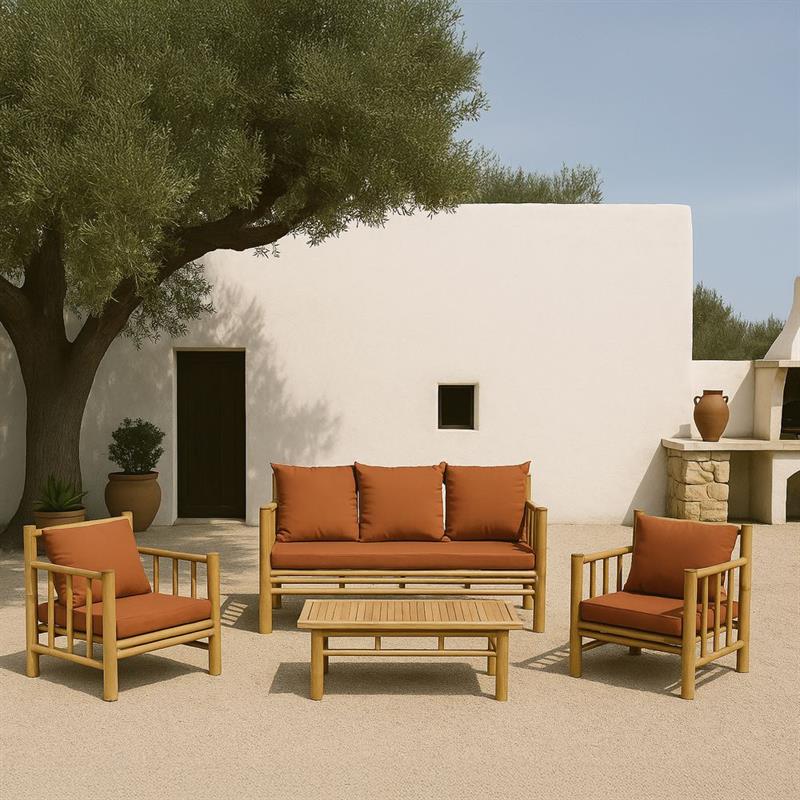 BAMBOO SET GIARDINO YASMIN 4 POSTI TERRACOTTA