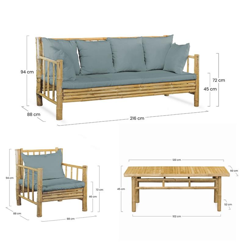 BAMBOO SET GIARDINO YASMIN 5 POSTI BLU