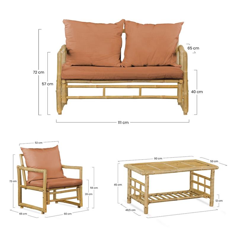 BAMBOO SET COCO 4 POSTI TERRACOTTA