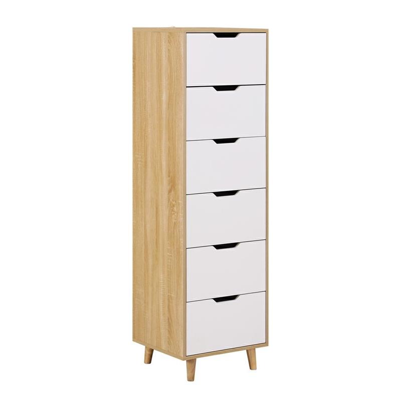 SKY CASSETTIERA ALTA 6C BIANCO/ROVERE 45X40X152 CM