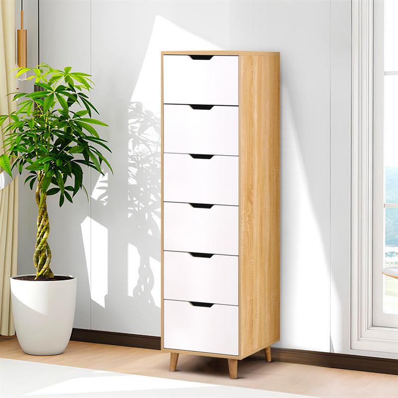 SKY CASSETTIERA ALTA 6C BIANCO/ROVERE 45X40X152 CM