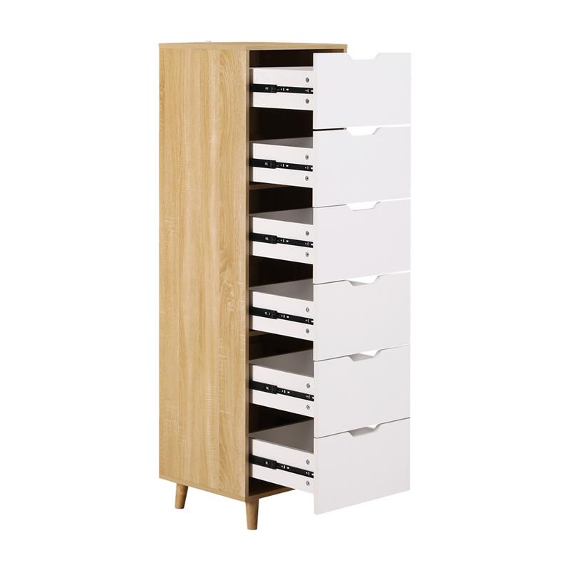 SKY CASSETTIERA ALTA 6C BIANCO/ROVERE 45X40X152 CM