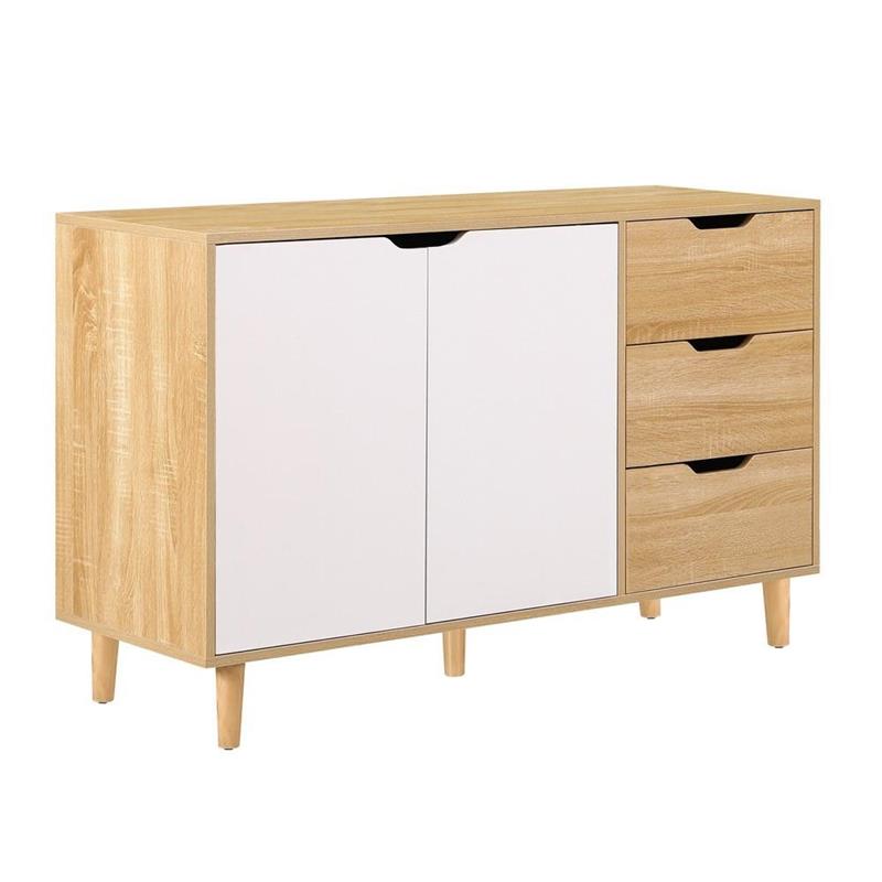 SKY CREDENZA 2 ANTE 3 CASSETTI BIANCO/ROVERE 120X40X74,5 CM
