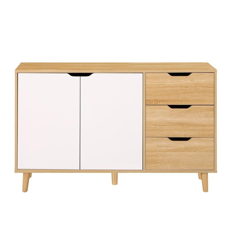 SKY CREDENZA 2 ANTE 3 CASSETTI BIANCO/ROVERE 120X40X74,5 CM