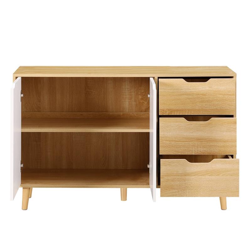 SKY CREDENZA 2 ANTE 3 CASSETTI BIANCO/ROVERE 120X40X74,5 CM