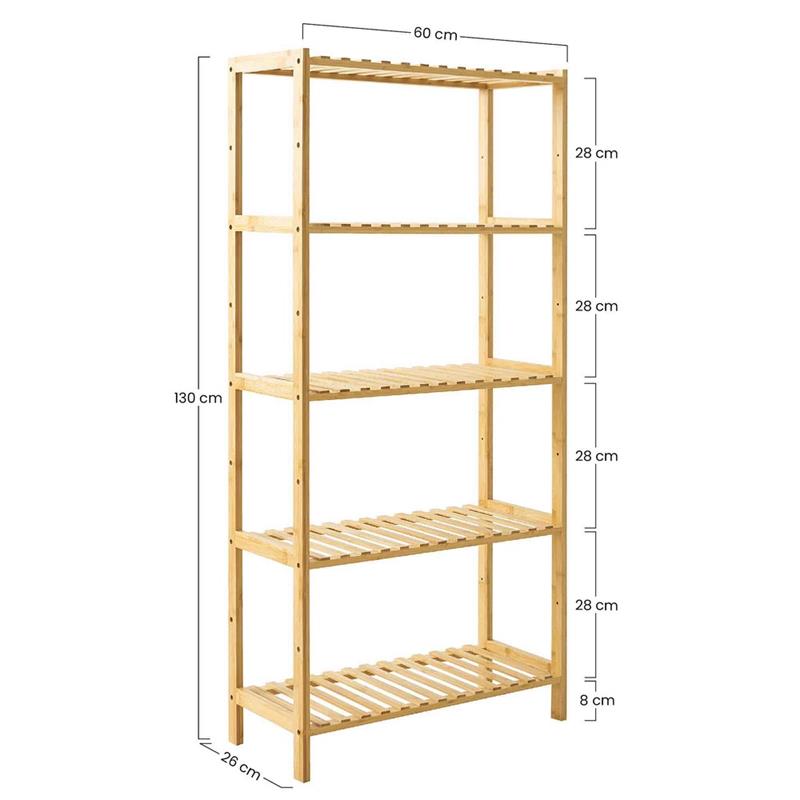 SCAFFALE BAMBOO 5 RIPIANI 60X26X130CM