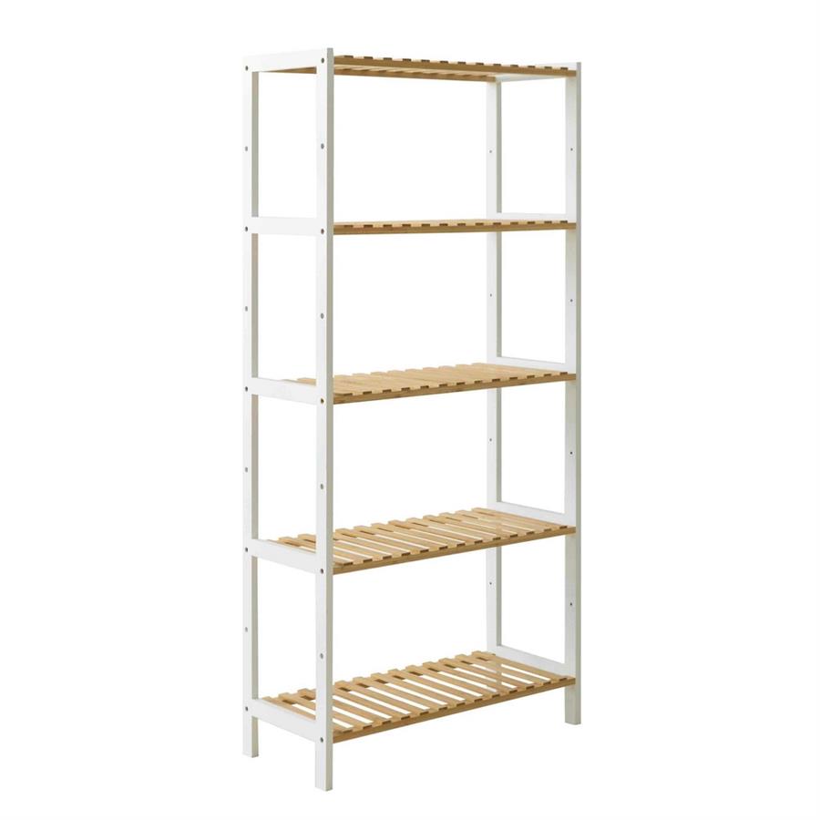 SCAFFALE BAMBOO 5 RIPIANI NATURAL+BIANCO 60X26X130CM