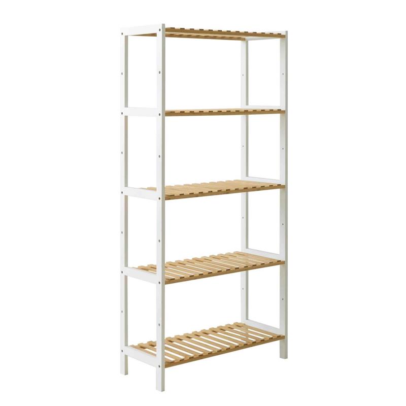 SCAFFALE BAMBOO 5 RIPIANI NATURAL+BIANCO 60X26X130CM