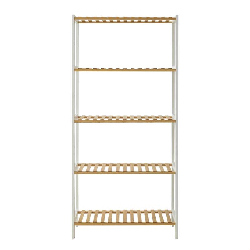 SCAFFALE BAMBOO 5 RIPIANI NATURAL+BIANCO 60X26X130CM