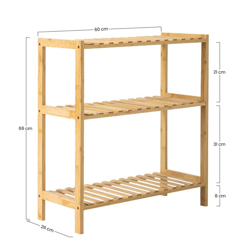 SCAFFALE BAMBOO 3 RIPIANI 60X26X66CM