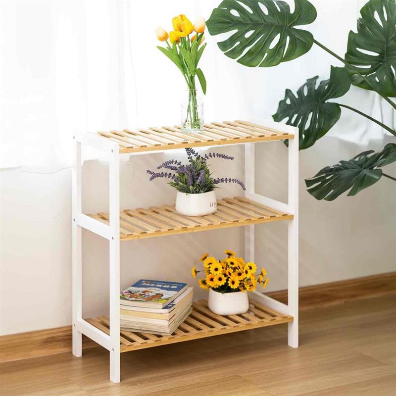 SCAFFALE BAMBOO 3 RIPIANI NATURAL+BIANCO 60X26X66CM