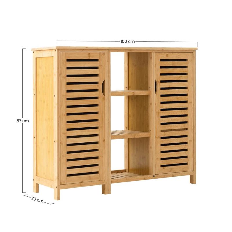 MOBILETTO IN BAMBOO2 ANTE 3 RIPIANI 100X33X87CM