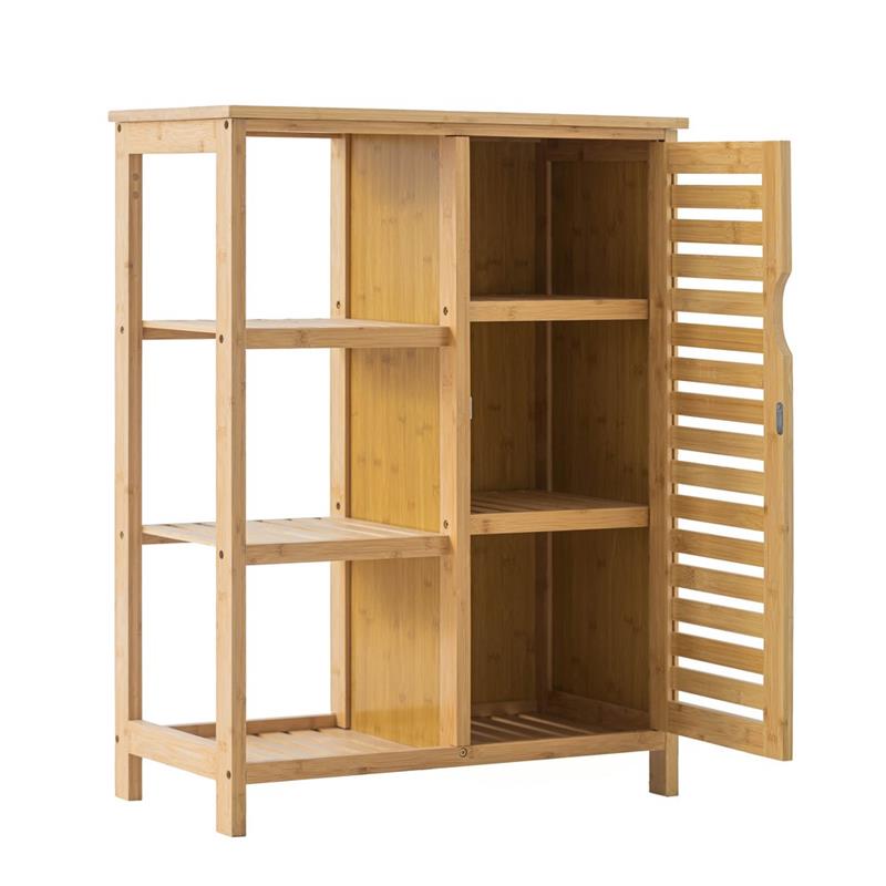 MOBILE IN BAMBOO CON 1 ANTA E SCAFFALATURA 66X33X87