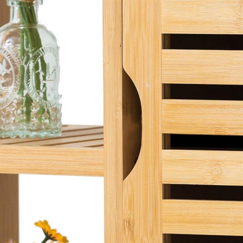 MOBILE IN BAMBOO CON 1 ANTA E SCAFFALATURA 66X33X87