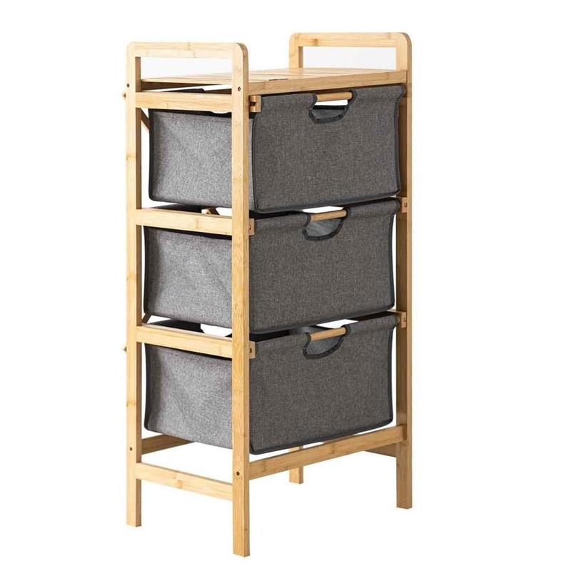 SCAFFALE STRUTTURA IN BAMBOO E CESTE IN TESSUTO 44X33X96 CM