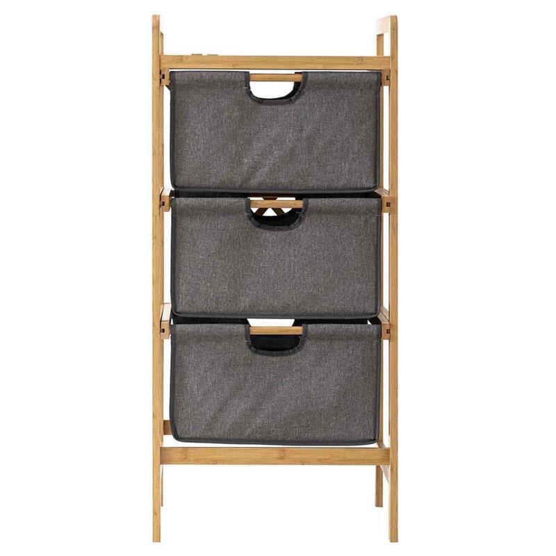 SCAFFALE STRUTTURA IN BAMBOO E CESTE IN TESSUTO 44X33X96 CM