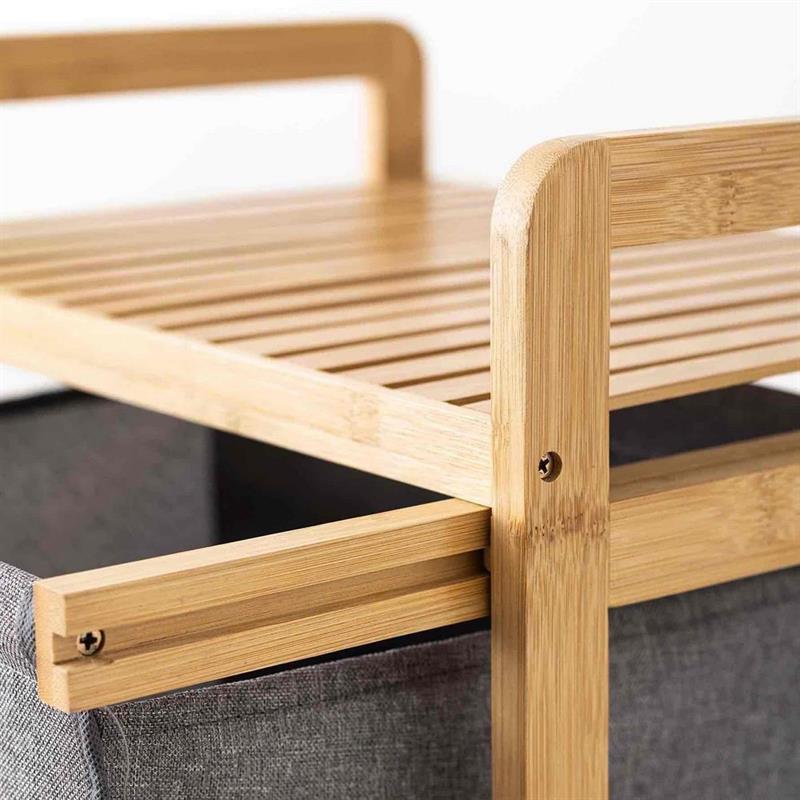 SCAFFALE STRUTTURA IN BAMBOO E CESTE IN TESSUTO 44X33X96 CM