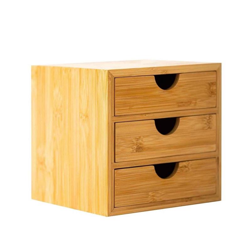 PICCOLA CASSETTIERA IN BAMBOO CON 3 CASSETTI 18X18X18 CM