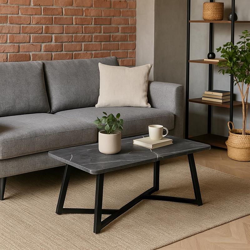 VALENCIA TAVOLINO MARMO GRIGIO SCURO 90X55X35 CM