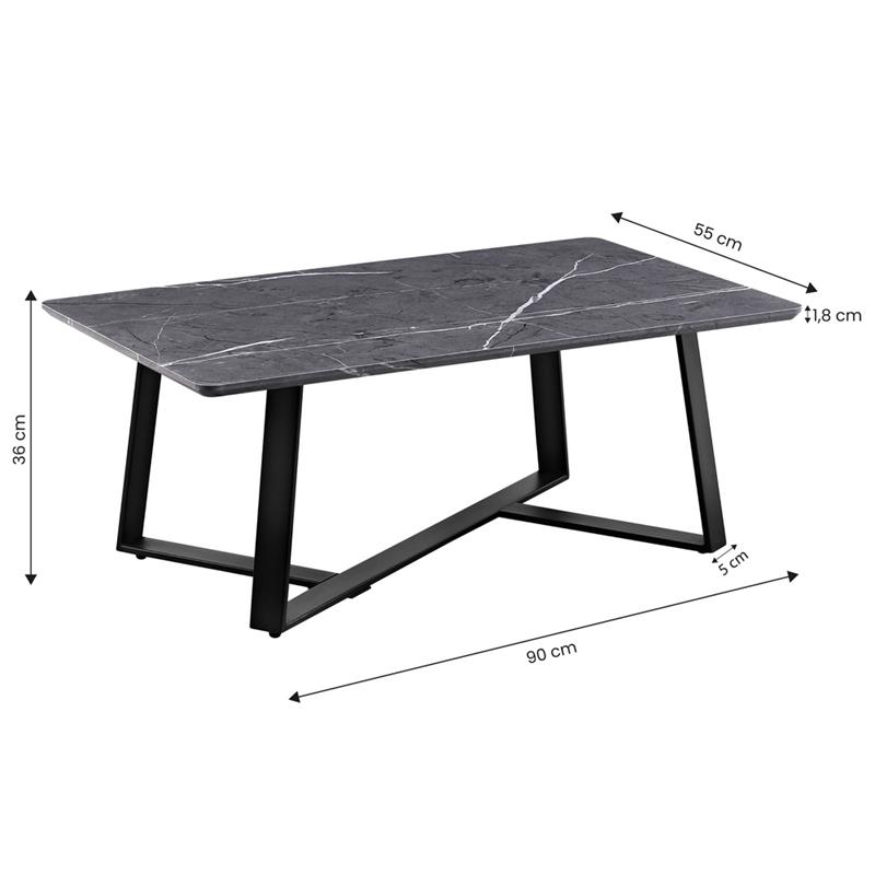 VALENCIA TAVOLINO MARMO GRIGIO SCURO 90X55X35 CM