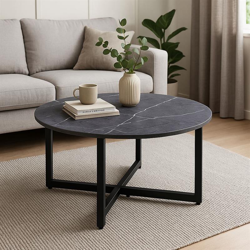 YARA TAVOLINO MARMOGRIGIO SCURO 75X75X35 CM