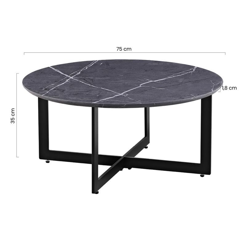YARA TAVOLINO MARMOGRIGIO SCURO 75X75X35 CM