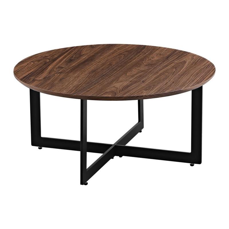 YARA TAVOLINO MODERNO TONDO NOCE 75X75X35 CM