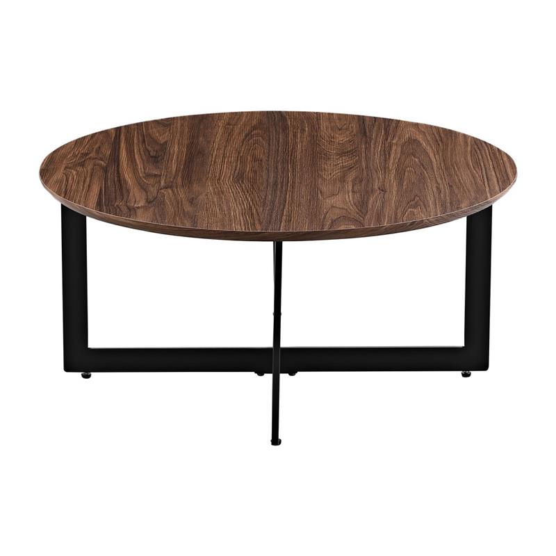 YARA TAVOLINO MODERNO TONDO NOCE 75X75X35 CM