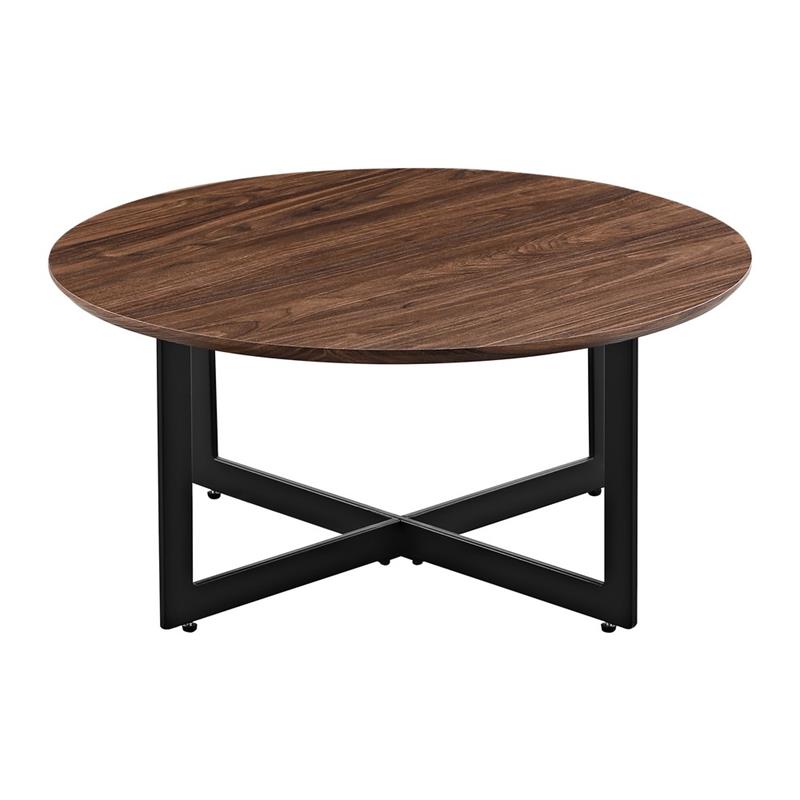 YARA TAVOLINO MODERNO TONDO NOCE 75X75X35 CM