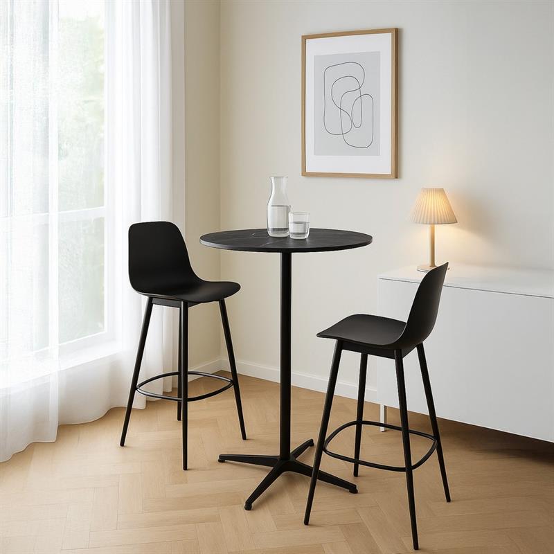 ROWAN TAVOLO BAR MARMO GRIGIO SCURO 70X70X104 CM