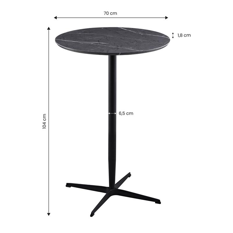 ROWAN TAVOLO BAR MARMO GRIGIO SCURO 70X70X104 CM