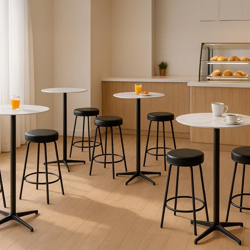 ROWAN TAVOLO BAR MARMO GRIGIO CHIARO 70X70X104 CM